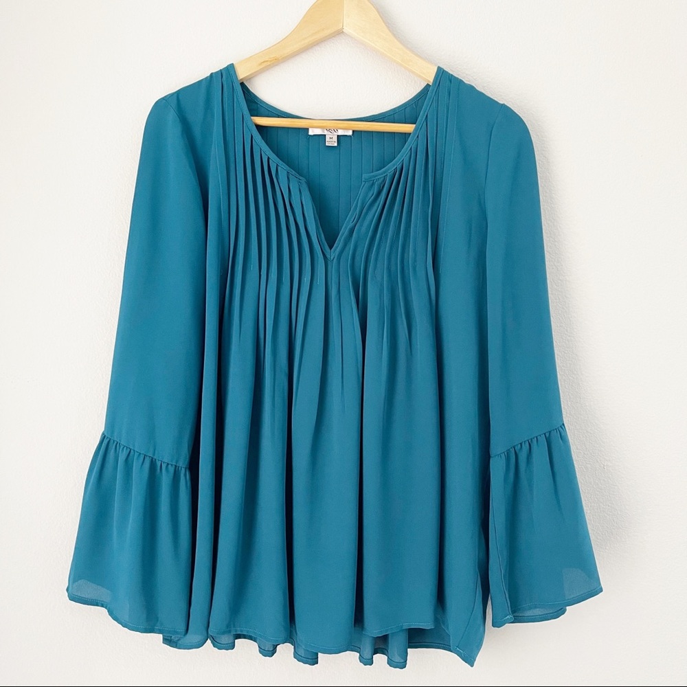 Q&A Blue Teal Bohemian Top Sz Medium